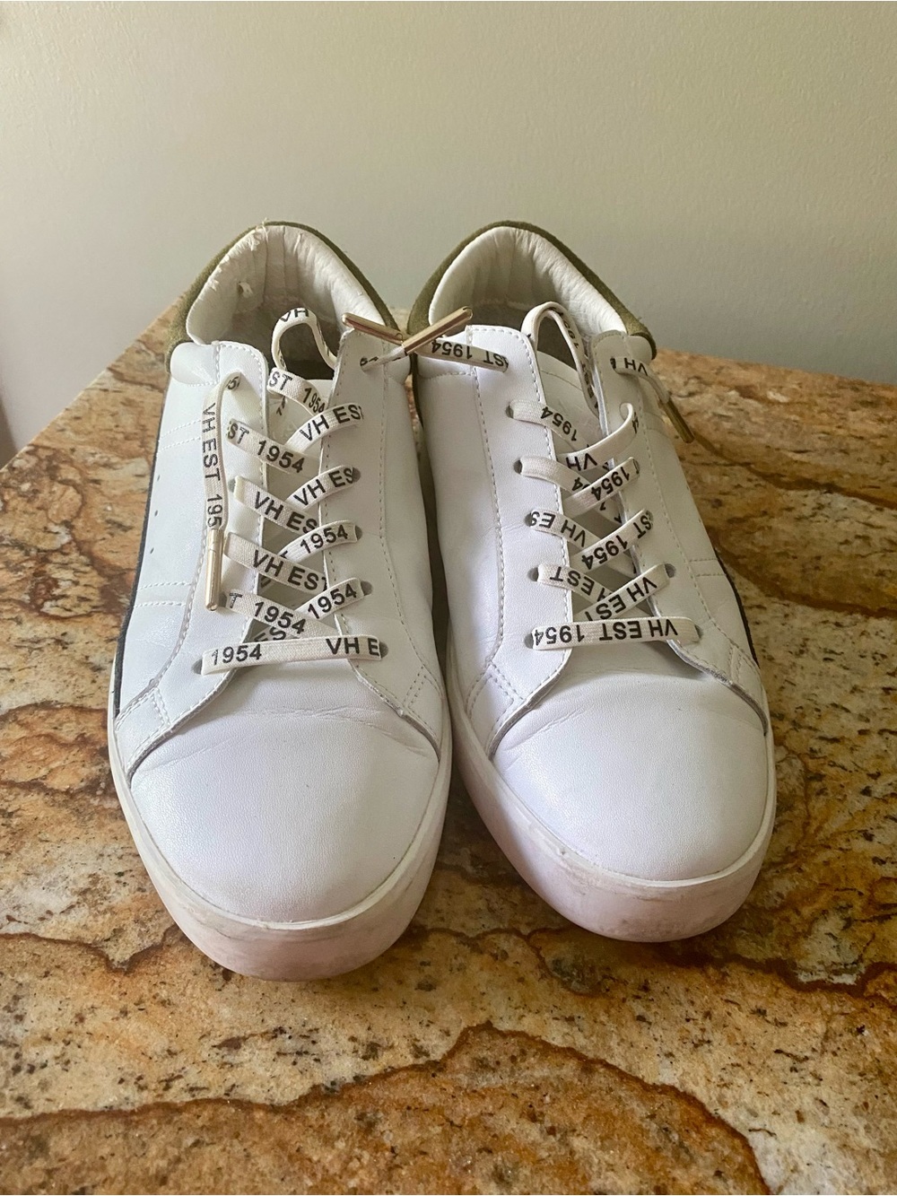 Vintage Havana multi camo White Leather Women's Sneaker with Branded Laces